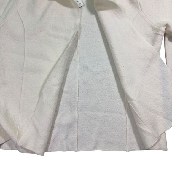 Chico's Chateau Coat Women's XL Ivory Long Sleeve 100% Boiled Wool Formal Wear - Picture 4 of 7